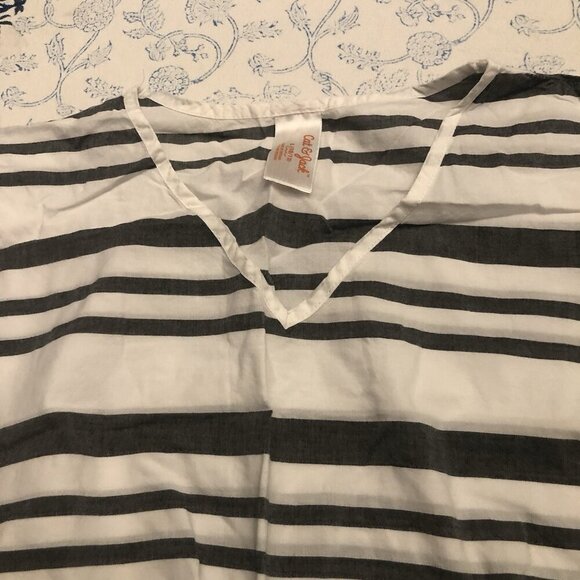 Cat & Jack Size L 10/12 Cotton Swimsuit Coverup Striped Fringe Pullover - Picture 7 of 14